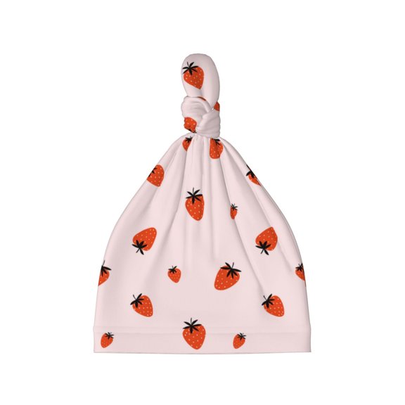 Picia Strawberry Printed Preemie Hats for Baby Girls Cotton Premature Knot Hats Newborn Hospital Cap Warm Knot Beanie Nicu for Preemie Girls and Boys