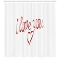 thumbnail image 3 of Ambesonne I Love You Shower Curtain, Swirling Font in Red, 69"Wx70"L, Red White, 3 of 3