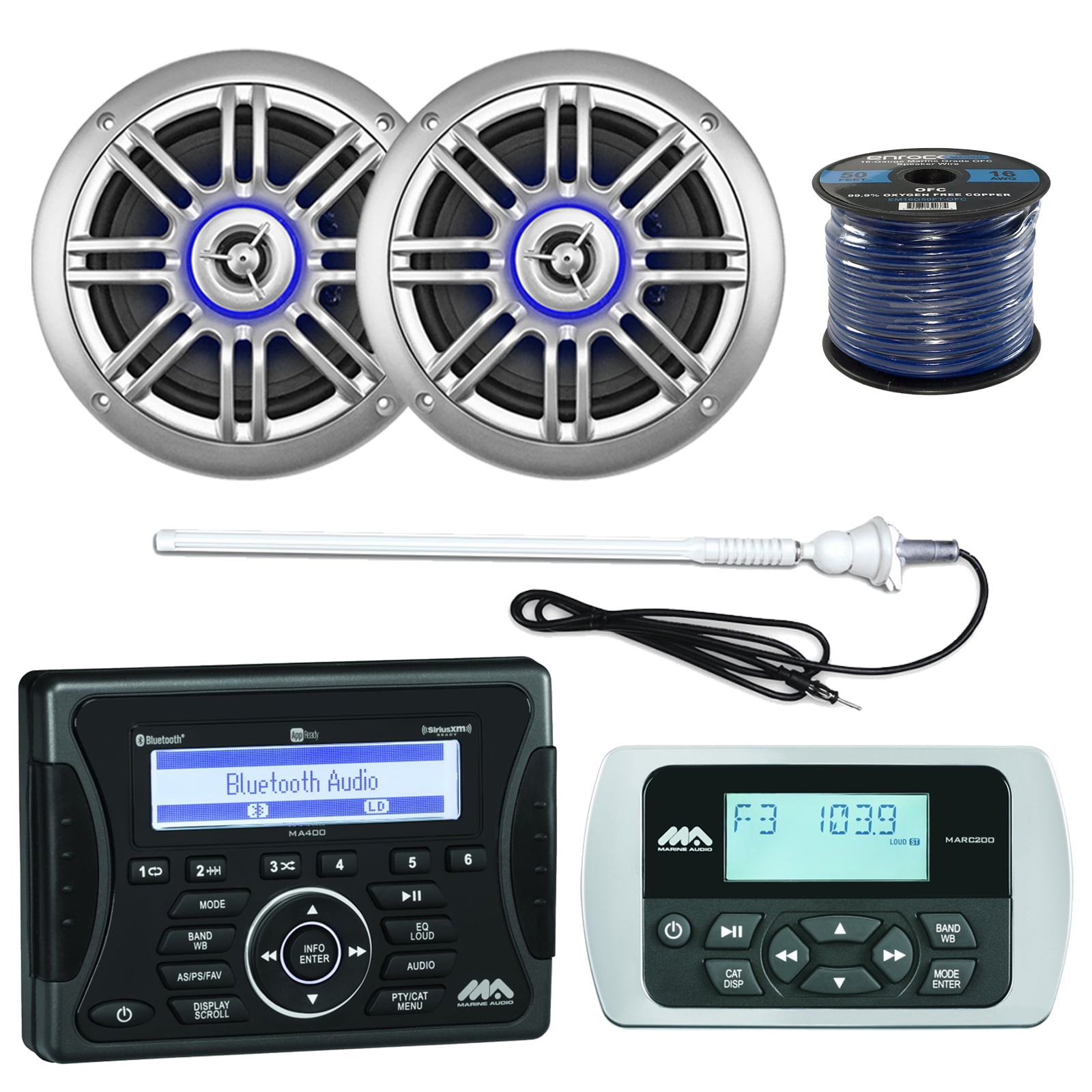 Audio Combo Jensen Marine Audio Bluetooth USB Stereo Receiver, 2 x