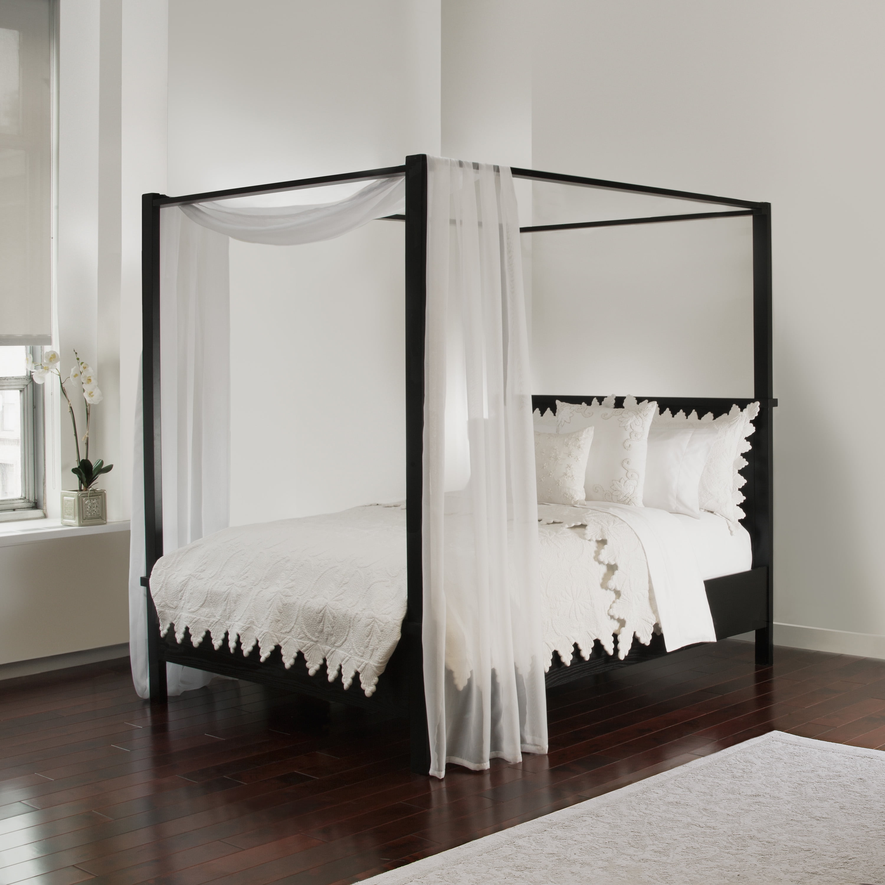 Sheer White Canopy Bed Scarf by Royale Linens - Walmart.com