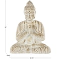 thumbnail image 3 of 13" x 16" Cream Paper Mache Handmade Carved Buddha Sculpture with Brown Distressing, by DecMode, 3 of 9