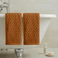 thumbnail image 3 of Sm:)e 2PC Diamond Grid Jacquard Towel 13x30 Inches, 100% Cotton Quick-Dry High Absorbency Luxury Bath Towel, Camel, 3 of 8