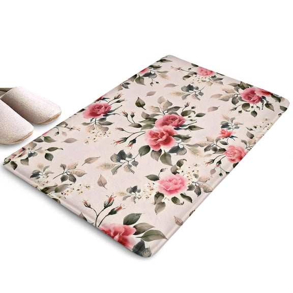 Pioneer Flower Floral Print Flannel Non Slip Door Rugs,Washable Door Mats Indoor,Decorative Door Mats,Dirt-Resistant and Absorbent Doormat for Entrance,Bedroom,Kitchen,Bathroom,23.5"x16"
