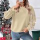 thumbnail image 5 of RKSTN Women's Christmas Sweatshirt Oversized Crewneck Cute Knit Bowknot New Year Holiday Sweatshirts Womens Casual Solid Round Neck Plus Size 3D Bow Trim Loose Comfy Sweatshirt Fall Spring Clothes, 5 of 9