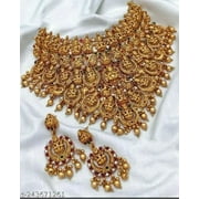 FIRST RAY MART Beautiful Antique Temple Necklace Set /Indian Women Jewellery Gold Plated Fashion Jewelry/Designer Pearl Necklace / Wedding Wear Bridal Gift