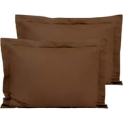 100% Egyptian Cotton Sateen Weave-Luxurious 600 Thread Count Pillow Shams | Set of 2 | Euro Size 26" x 26"(Inches) Chocolate Solid.
