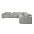 thumbnail image 4 of Light Gray Italian Leather Power Recline L Shape Seven Piece Corner Sectional With Console, 4 of 5