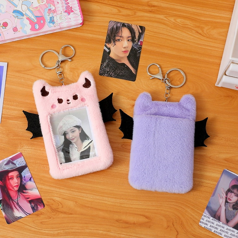 Lovely Heart Love Photocard Holder Keychain Kpop Idol Photo ID Card Cov ▷