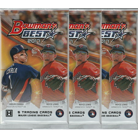 (3) 2017 Bowman's Best Baseball Unopened Packs (5 Cards/pk-Possible