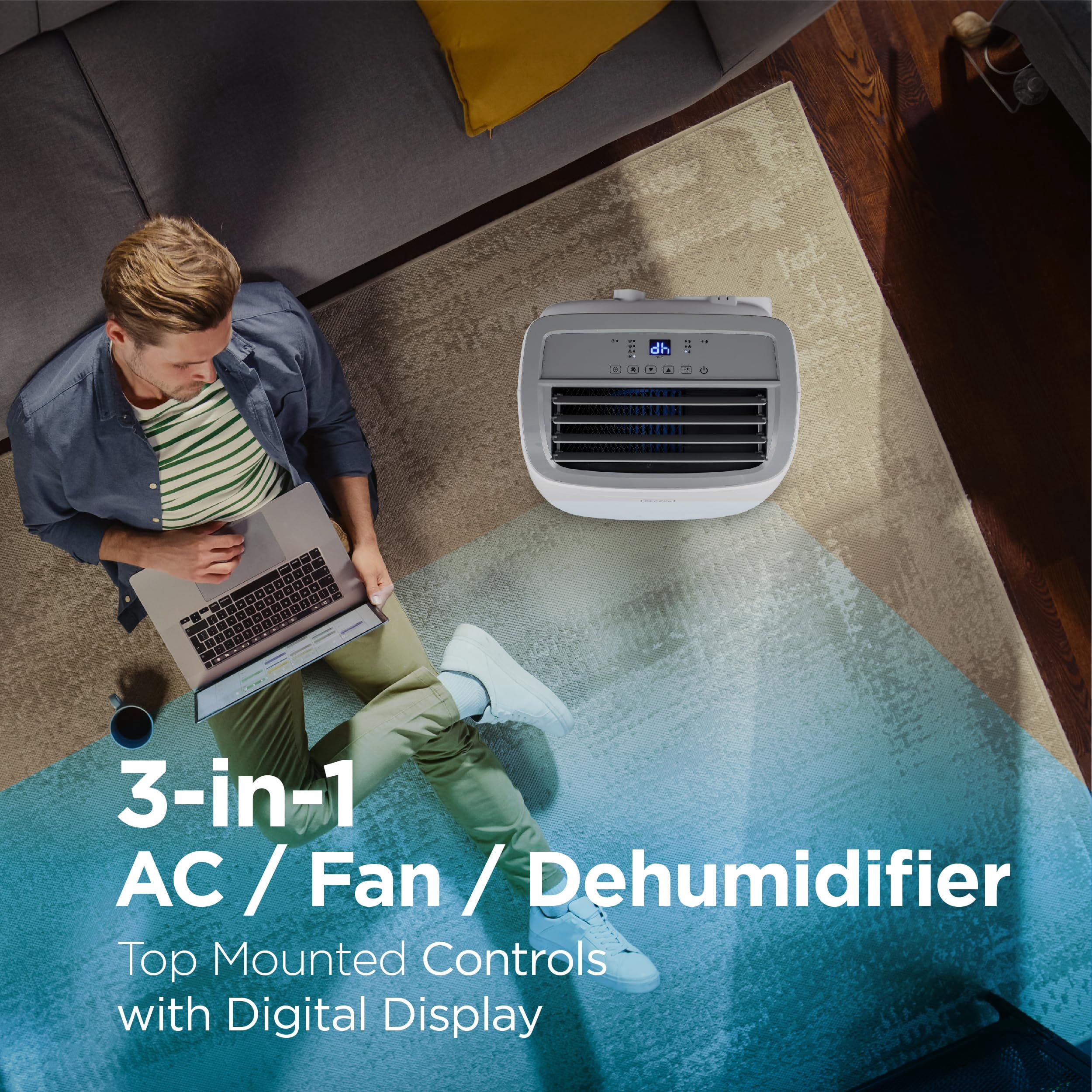 BLACK+DECKER BPACT08WT 4,000 BTU SACC/CEC (8,000 BTU ASHRAE) Portable Air Conditioner, For Room up to 350 sq. ft., White