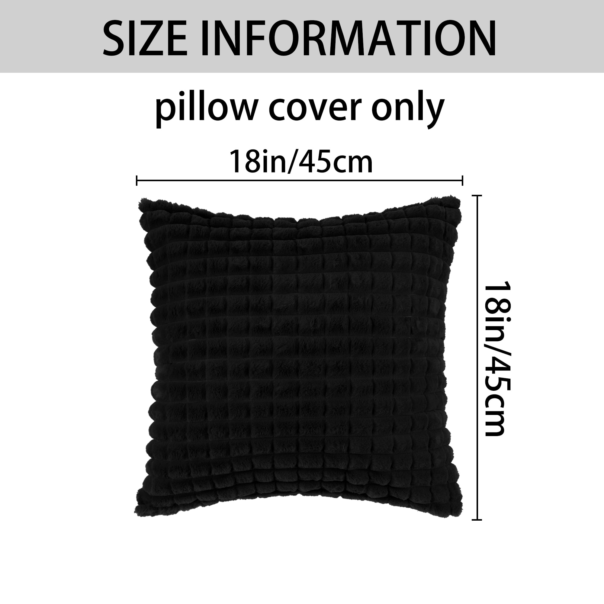 Unique Bargains 4 Pcs Checkered Faux Fur Plush Throw Pillow Covers Home Decor Pillowcases Black 18" x 18"