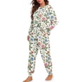 thumbnail image 2 of SCRAWLGOD Floral Womens Pajamas Long Sleeve Sleepwear Sets for Women 2 Piece Outfits Crewneck Ladies Jogger Pjs Set Washable House Wear for Women Size Medium, 2 of 7