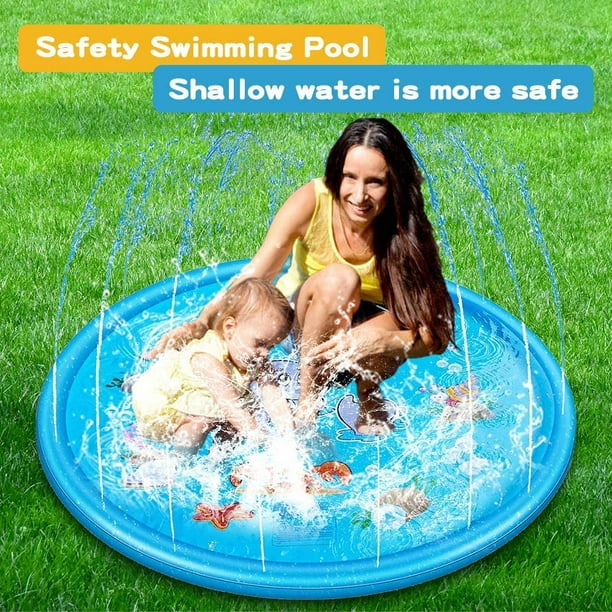 Splash Water Pad for Kid, 68/39 Inflatable Sprinkle Water Pad Splash Play  Pad Children's Sprinkler Pool Water Wading Pool Summer Toys for Kids  Outdoor Play 