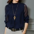 thumbnail image 6 of CAIXIA Womens Chiffon Blouse Long Sleeve High Neck Sheer Mesh Elegant Work Office Dressy Top with Smocked Cuffs Business, 6 of 6