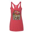 thumbnail image 2 of Wild Bobby Trendy Landscape With Daisies Cactus Monarch Butterfly Nature Lover Women Tri-Blend Racerback Tank Top, Vintage Red, Large, 2 of 6