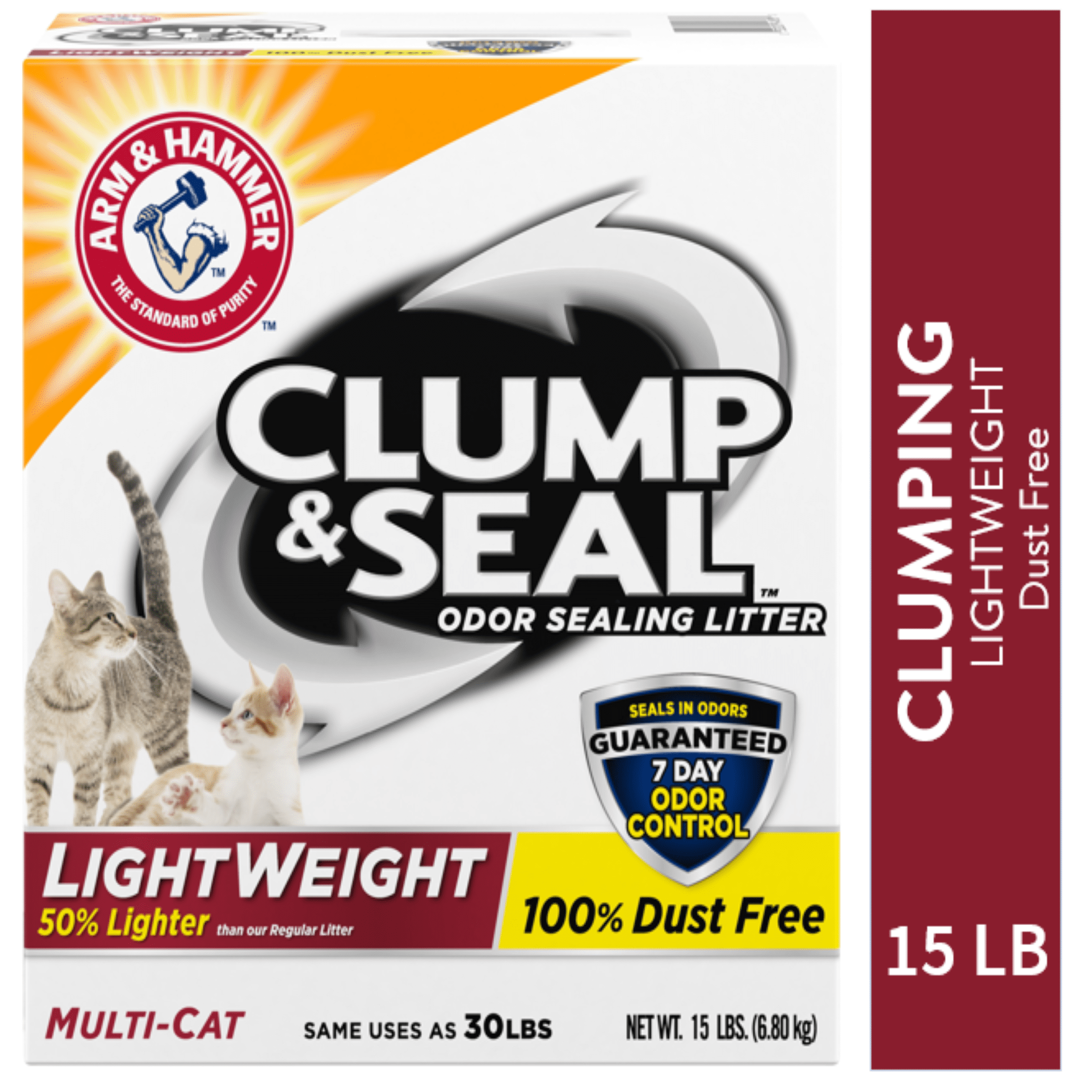 Arm & Hammer Clump & Seal Lightweight Cat Litter, Multi Cat, 15lb
