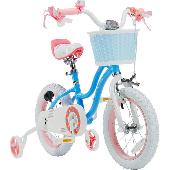 Royalbaby Girls Kids Bike Star Girl 12 In Bicycle Basket Training Wheels Blue Child's Cycle