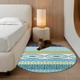 thumbnail image 2 of Round Rugs 3.3 Ft, Blue Green Geometric Non Slip Area Rugs for Kitchen Bedroom Entryway, Boho Vintage Country Flowers Leaves Washable Carpet Runner Rug Floor Mats for Bedroom Home Decor, 2 of 8