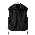 thumbnail image 7 of Lutiedan Cozy Fleece Jacket for Women Snap Button Down Short Sleeve Outwear Casual Baggy Fall Winter Coat with Pockets S-XXL, 7 of 7