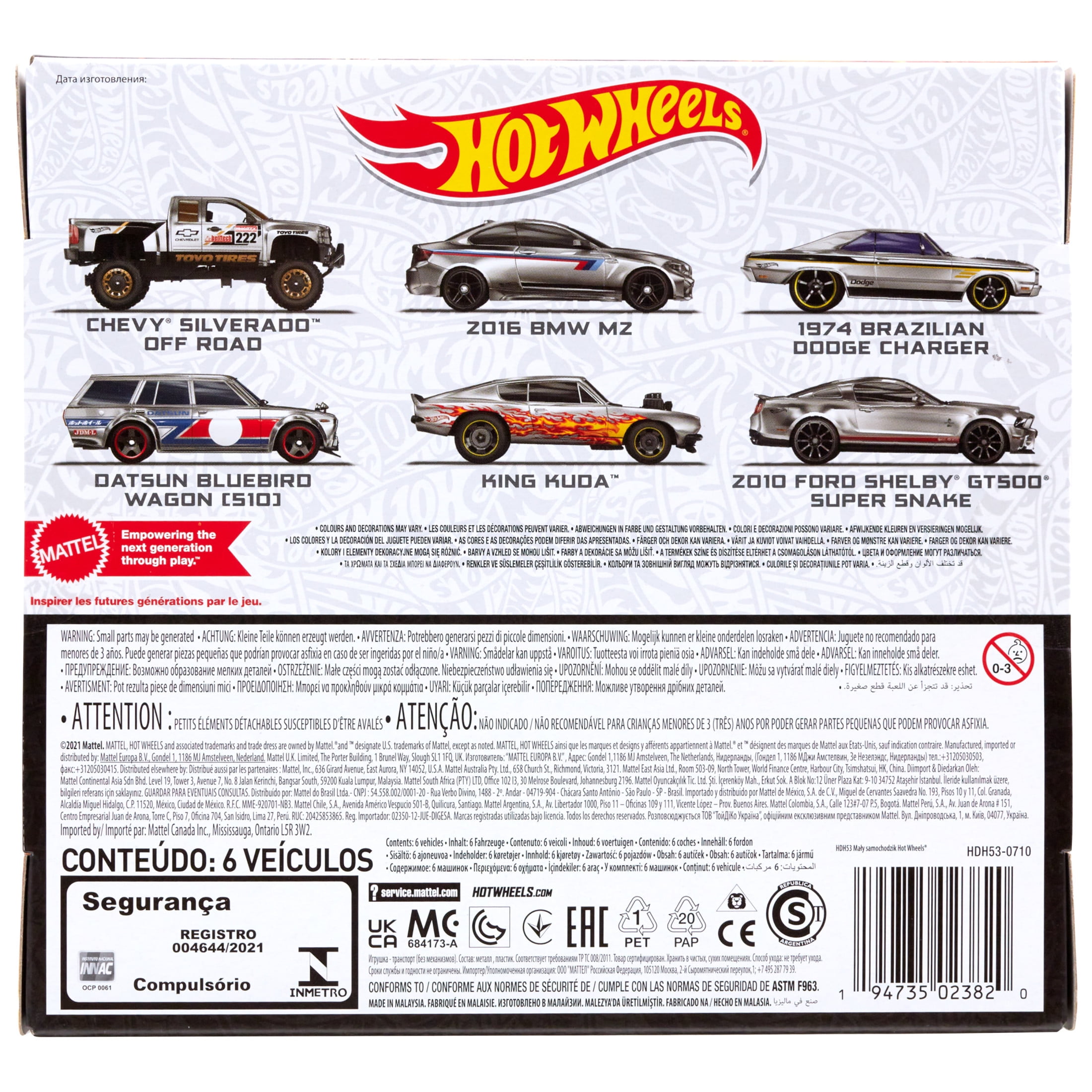 Hot Wheels Zamac 6-Pack of 1:64 Scale Collectible Toy Cars (Styles