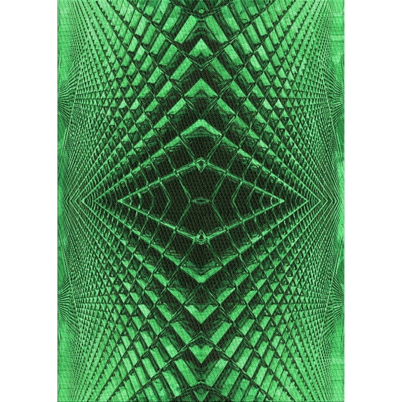 Ahgly Company Machine Washable Indoor Rectangle Transitional Dark Forest Green Area Rugs, 7' x 9'