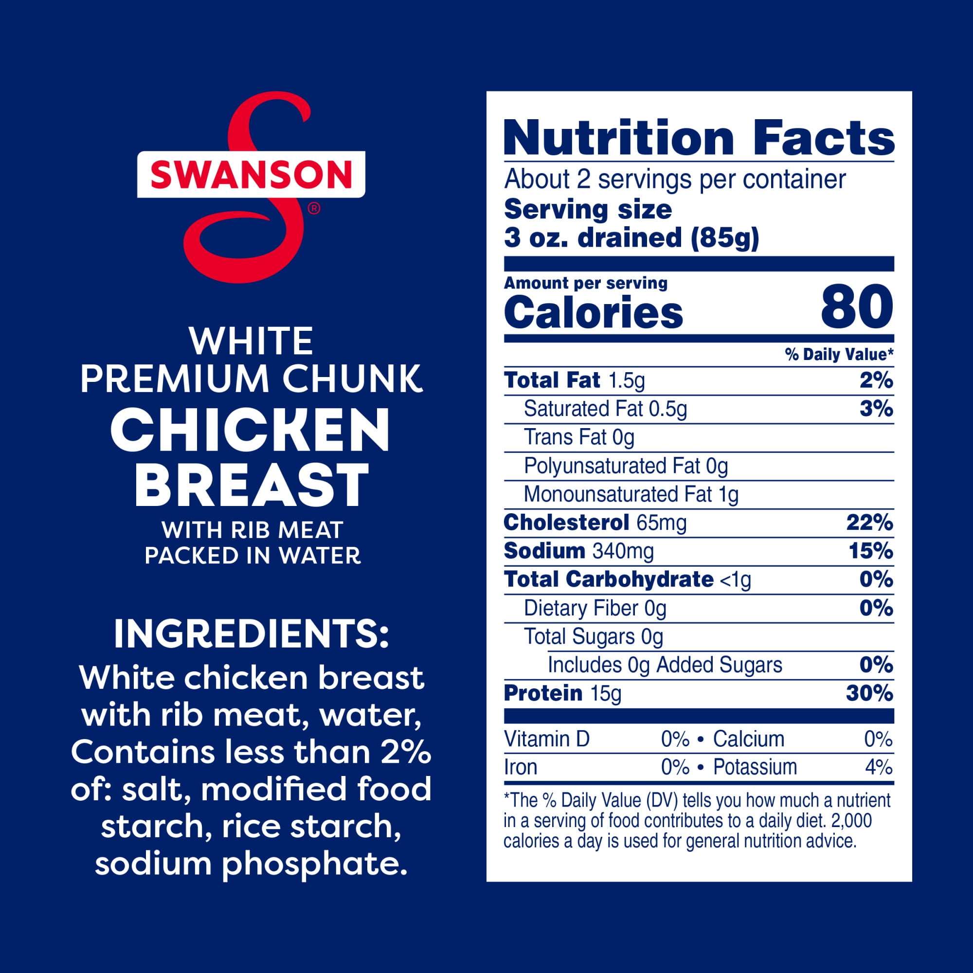 (12 pack) Swanson White Premium Chunk Canned Chicken Breast in Water, 12.5 oz Can