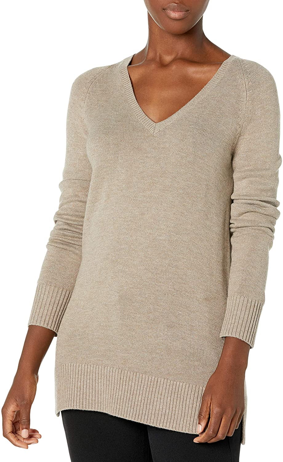 Long Sleeve Tunic V Neck Sweater Dark 