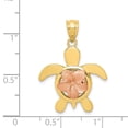 thumbnail image 3 of Real 14kt Two-tone Diamond-cut Rose Plumeria Turtle Pendant; for Adults and Teens; for Women and Men, 3 of 3