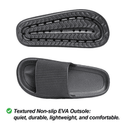 WALL QMER Cloud Slide Sandal for Women and Men, Bathroom shower slippers, EVA Anti-Slip Quick Drying Shower Shoes, Cushioned Thick Sole, Black-01