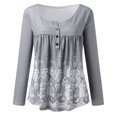 thumbnail image 4 of Pntutb Mujer Casual Camiseta Impreso Manga Larga Cuello Redondo Fruncido Pullover Blusa tops Pntutb Pntutb-7531, 4 of 5