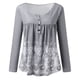 thumbnail image 4 of ICHUANYI Clearance Women Casual T-shirt Printed Long Sleeve Round Neck Ruched Pullover Blouse Tops(Gray, L) ICHUANYI WER2023081405637, 4 of 5