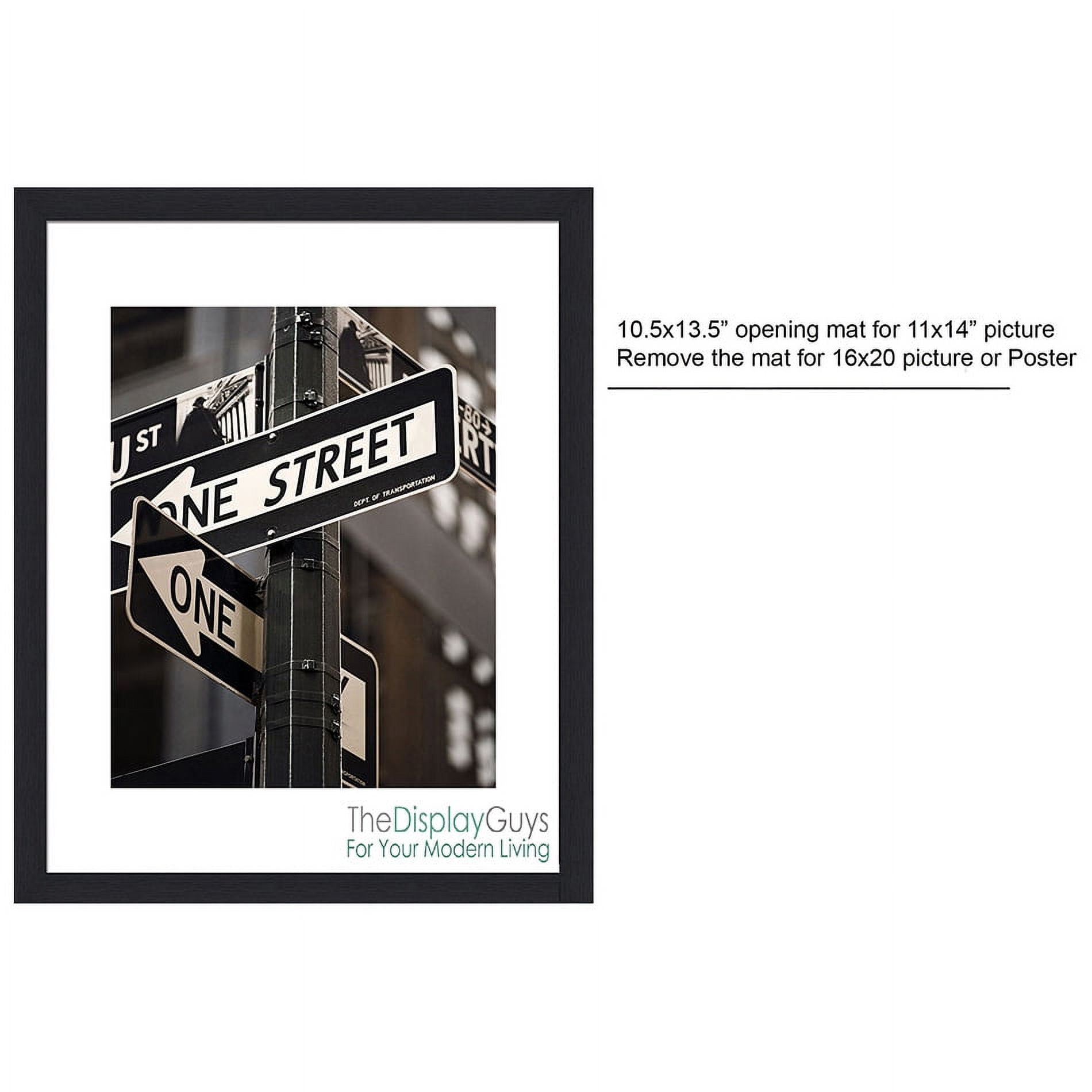 TheDisplayGuys value set of 6 Black 16x20 Picture Frames matted to 11x14 Photos, Plexiglass, Wall Hanging