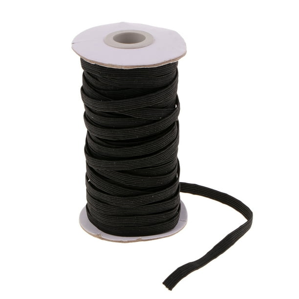 17m "Cinta Elástica Cuerda de Punto Cuerda de Cuerda de Ajuste , Negro, 8mm BLESIY Costura de banda elástica