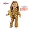 18 Inch Doll Clothes Satin Feel Cheetah Pajamas with Teddy Bear | Fits 18" American Girl Dolls | Gift-boxed!