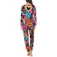 thumbnail image 3 of Renewold 2 Pieces Comfy Pajama Set for Women Size XS Colorful Hearts Long Sleeve Pjs Sleepwear for Fall Spring Winter Skin Friendly Loungewear Shirt, Valentine's Day, 3 of 4