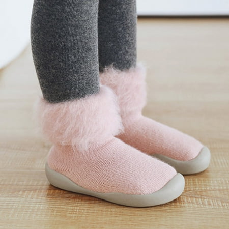 

Hunpta Toddler Shoes Kids Toddler Baby Boys Girls Solid Warm Knit Soft Sole Rubber Shoes Socks Slipper Stocking