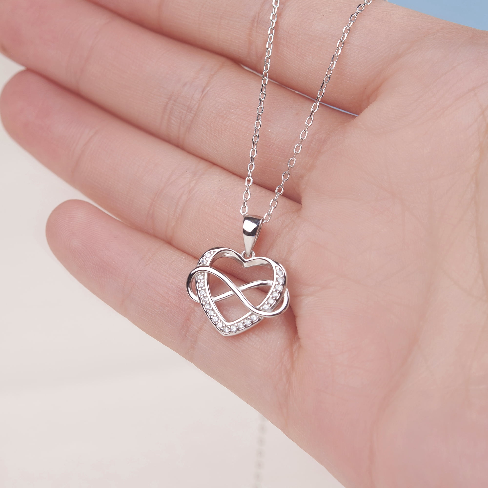 Anavia Mother in law Necklace Birthday Gift, 925 Sterling Silver Infinity with Heart Necklace Thank You Gift for Mother in Law