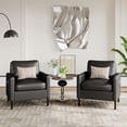 thumbnail image 7 of LAZZO Black Faux Leather Accent Chair with Arms, Modern Small Office Chair with Metal Legs for Living Room Bedroom Waiting Room, 7 of 7