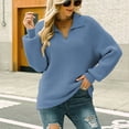 thumbnail image 2 of Honeeladyy Women's Casual Fashion Long-Sleeved Color Turn-down Sweater Loose Pullover Lapel Sweater, 2 of 9