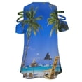 thumbnail image 5 of Seaside Holiday Home Womens Summer V Neck Zipper Top Short Sleeve T Shirt Off Shoulder Top Casual Classy Loose Shirts, 5 of 7