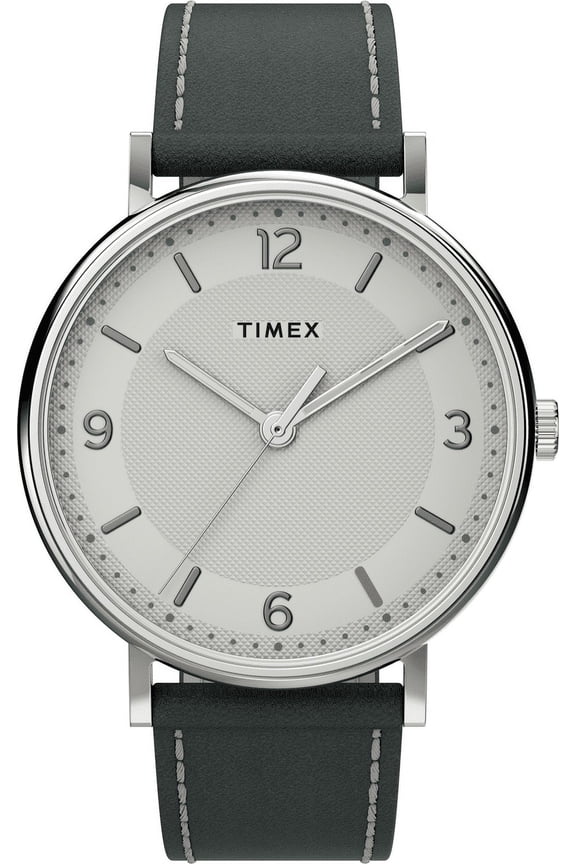 Men's Southview 41mm Watch  Silver-Tone Case White Dial with Gray Leather Strap