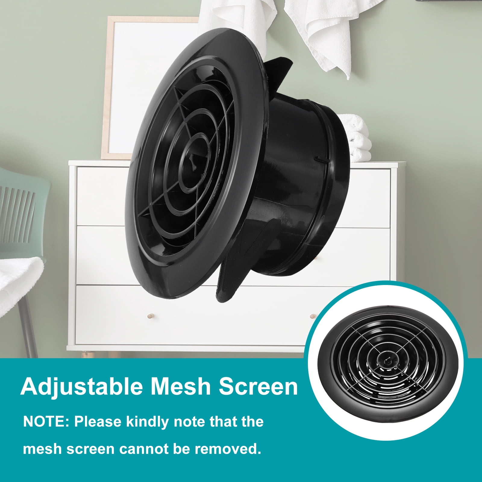 Uxcell Round Air Vent Cover, Soffit Vent ABS Adjustable Ceiling Vent Covers Air Vent Louver for Bathroom Kitchen 5 Inch