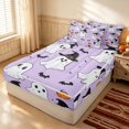 thumbnail image 3 of Erosebridal Cartoon Witch Ghost Zipper Twin Comforter Sets with Fitted Sheet and 2 Pillowcases, Halloween Pumpkin Zipper Bedding Set for Boys Girls, Lavender White, Halloween Reversible, 3 of 7