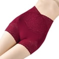 thumbnail image 2 of rygai Women Safety Shorts Stretchy Body Shaping High Waist Flower Lace Briefs Intimacy Clothes ,Wine Red XL, 2 of 8