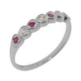 thumbnail image 1 of LBG British Made 925 Sterling Silver Cultured Pearl & Ruby Womens Promise Ring - 33 size options - Size 9.5, 1 of 9