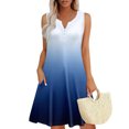 thumbnail image 2 of Vestido Corto para las Mujeres de Verano, la Impresión de la Moda de Bolsillo Botón sin Mangas Cuello en V para Casual Y Diario, 2 of 8