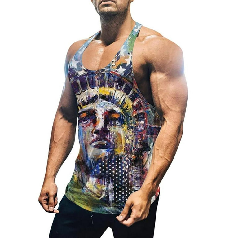 hovedvej deres Nødvendig Mikilon Graphic Tank Tops for Men Men's Summer Independence Day 3D Digital  Print Sleeveless Tank Top Casual T-Shirt Tank Tops Men Black On Sale -  Walmart.com