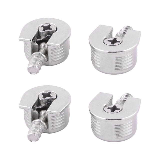 Soporte de estante tipo tornillo en forma de media luna de metal para muebles de hogar, 4 piezas