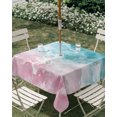 thumbnail image 2 of Pink Turquoise Ombre Outdoor Tablecloth with Umbrella Hole, Abstract Beach Waves Gradient Spillproof Waterproof Outdoor Table Cover, Patio Tablecloths for Party/Garden/Picnic, Square 54"x54", 2 of 9