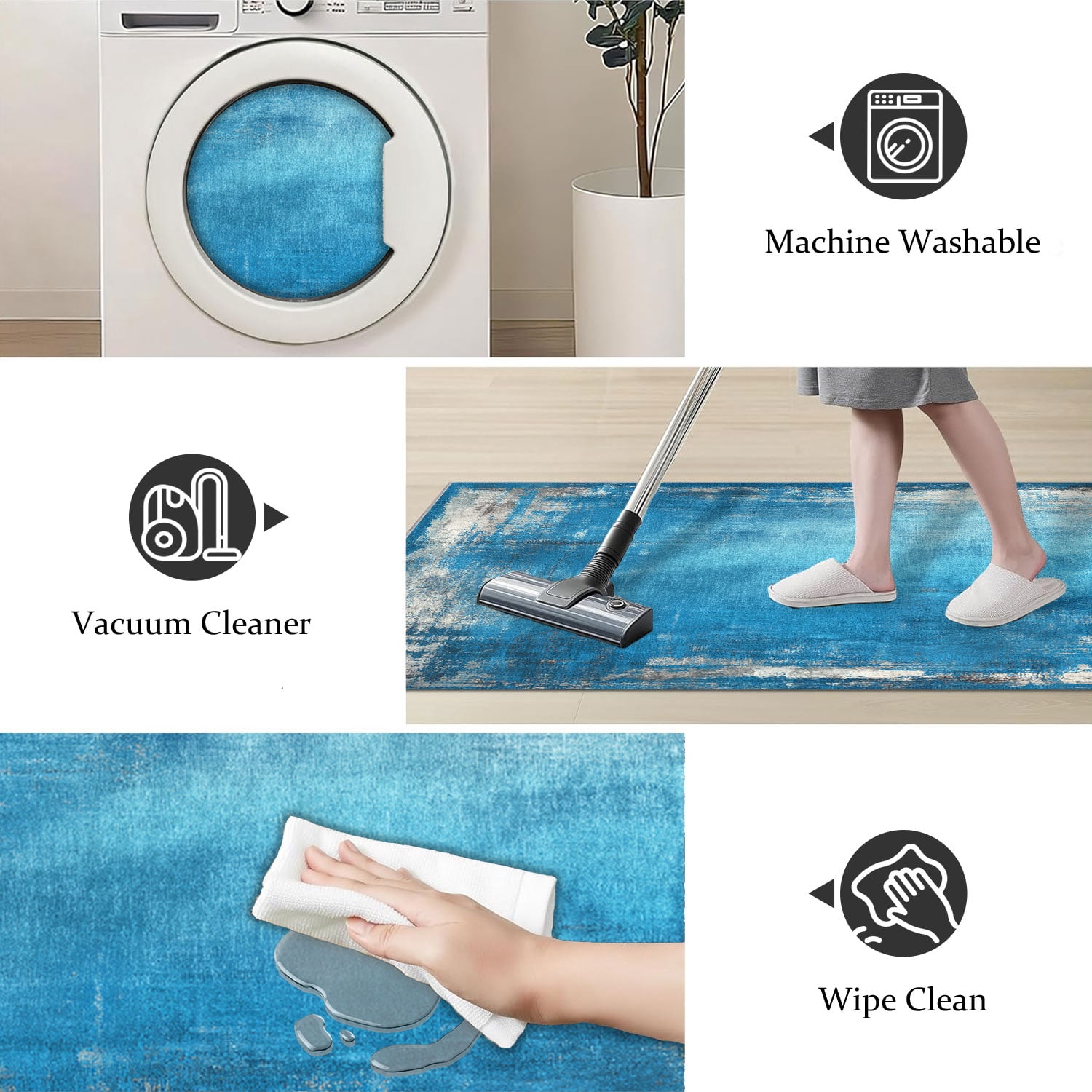 3 Piece Kitchen Rug Set, Non-Slip And Washable, Abstract Pattern Kitchen Hallway Rug, Soft And Comfortable, Suitable For Sinks, Floors, Entrances, Hallways and Bathrooms